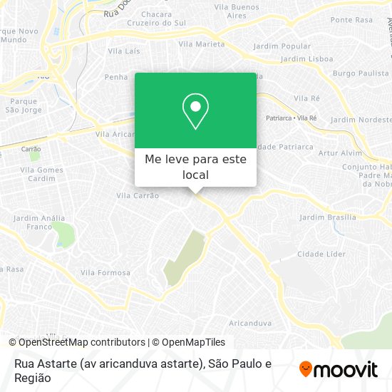 Rua Astarte (av aricanduva astarte) mapa