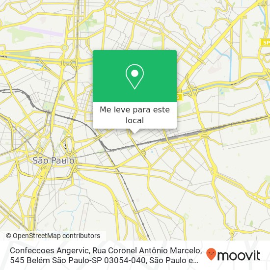 Confeccoes Angervic, Rua Coronel Antônio Marcelo, 545 Belém São Paulo-SP 03054-040 mapa