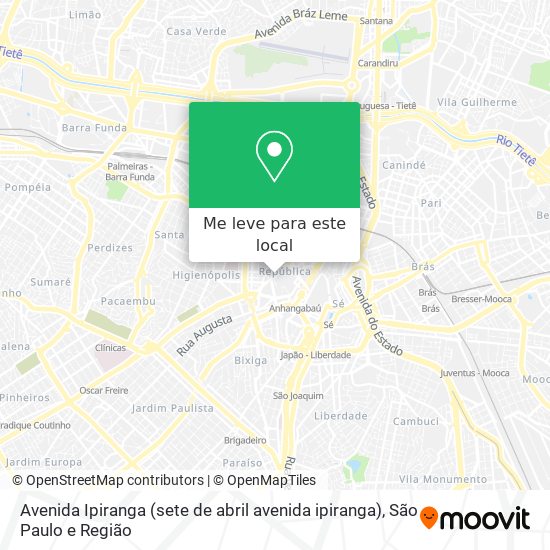 Avenida Ipiranga (sete de abril avenida ipiranga) mapa