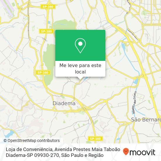 Loja de Conveniência, Avenida Prestes Maia Taboão Diadema-SP 09930-270 mapa