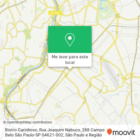 Bistro Carinhoso, Rua Joaquim Nabuco, 288 Campo Belo São Paulo-SP 04621-002 mapa