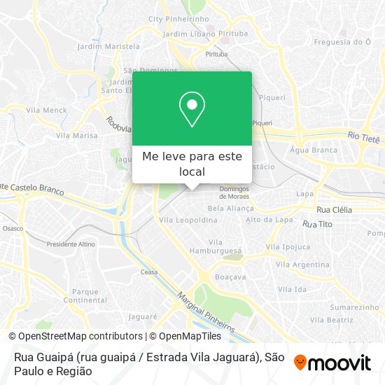Rua Guaipá (rua guaipá / Estrada Vila Jaguará) mapa