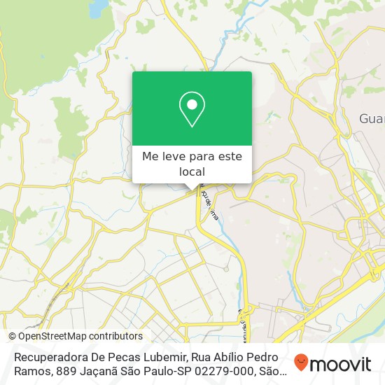 Recuperadora De Pecas Lubemir, Rua Abílio Pedro Ramos, 889 Jaçanã São Paulo-SP 02279-000 mapa