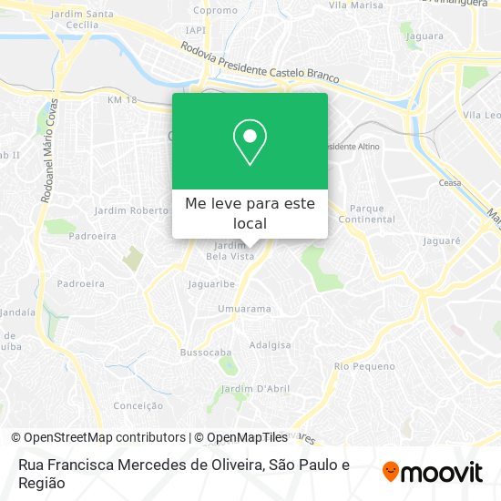 Rua Francisca Mercedes de Oliveira mapa