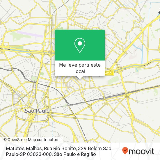 Matuto's Malhas, Rua Rio Bonito, 329 Belém São Paulo-SP 03023-000 mapa