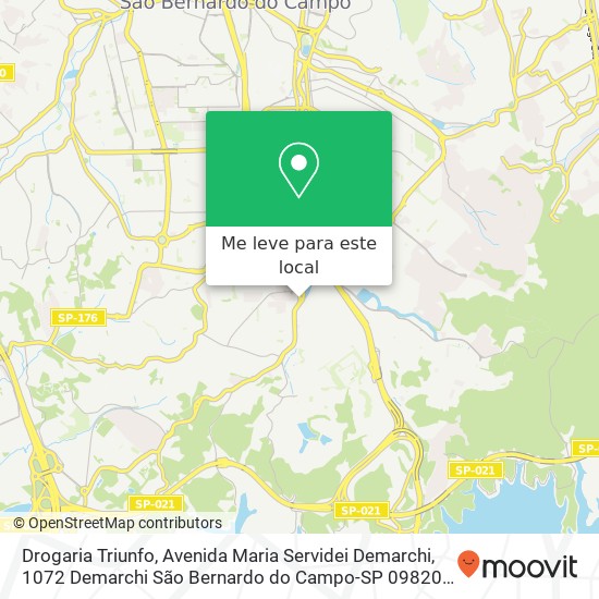 Drogaria Triunfo, Avenida Maria Servidei Demarchi, 1072 Demarchi São Bernardo do Campo-SP 09820-000 mapa