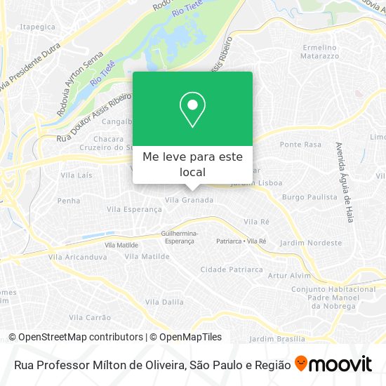 Rua Professor Mílton de Oliveira mapa