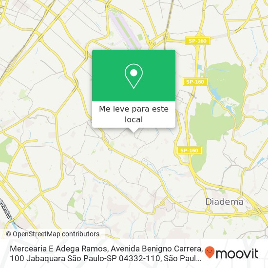 Mercearia E Adega Ramos, Avenida Benigno Carrera, 100 Jabaquara São Paulo-SP 04332-110 mapa