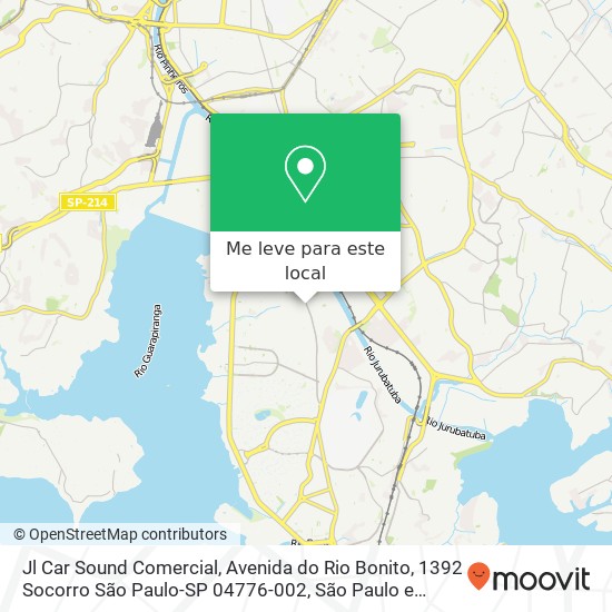 Jl Car Sound Comercial, Avenida do Rio Bonito, 1392 Socorro São Paulo-SP 04776-002 mapa