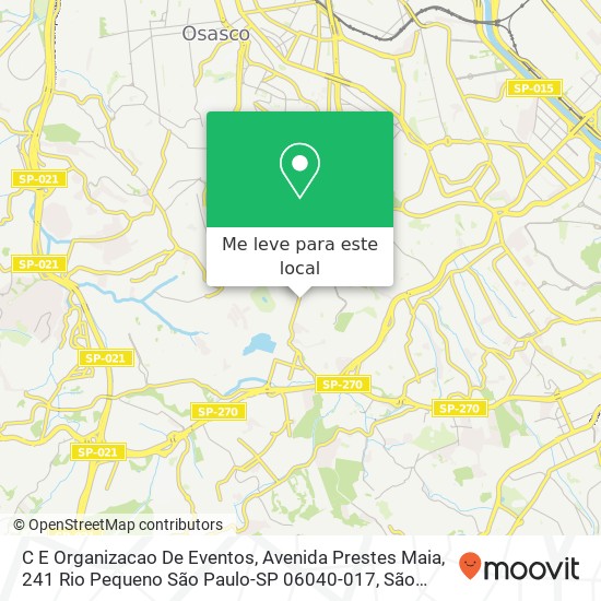 C E Organizacao De Eventos, Avenida Prestes Maia, 241 Rio Pequeno São Paulo-SP 06040-017 mapa