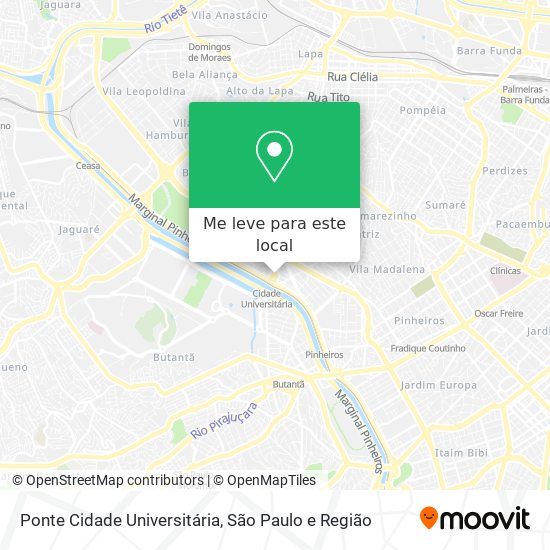 Ponte Cidade Universitária mapa