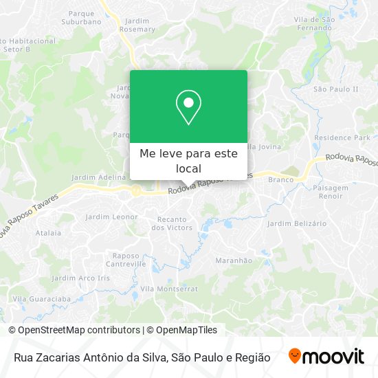 Rua Zacarias Antônio da Silva mapa