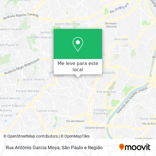 Rua Antônio Garcia Moya mapa