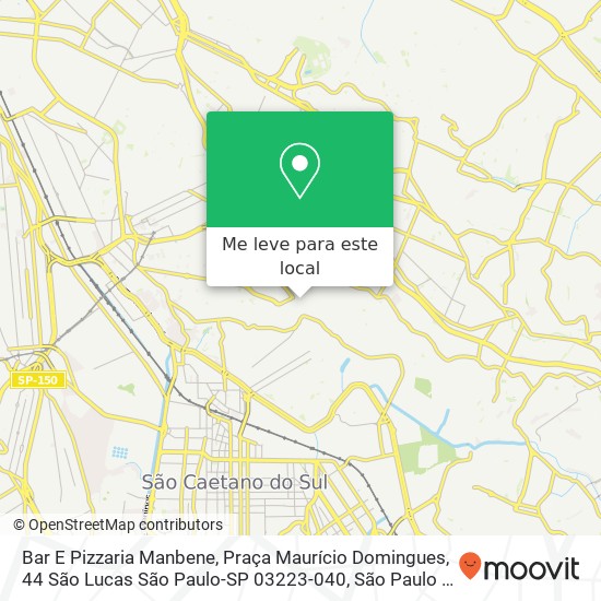Bar E Pizzaria Manbene, Praça Maurício Domingues, 44 São Lucas São Paulo-SP 03223-040 mapa