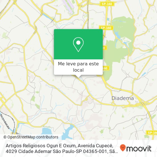 Artigos Religiosos Ogun E Oxum, Avenida Cupecê, 4029 Cidade Ademar São Paulo-SP 04365-001 mapa