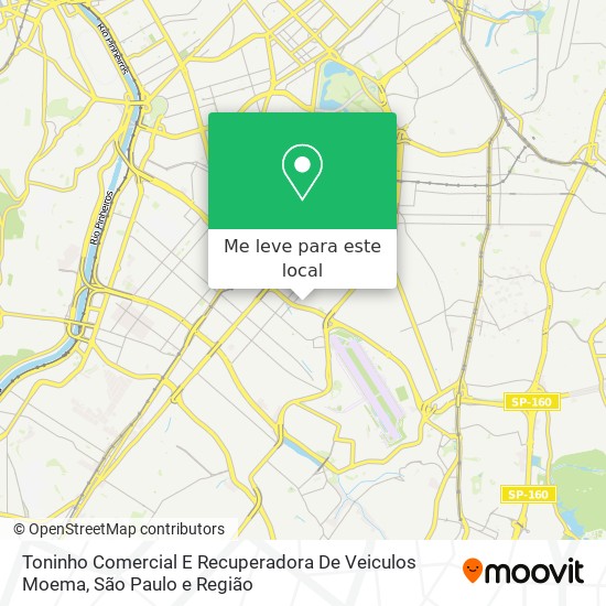 Toninho Comercial E Recuperadora De Veiculos Moema mapa