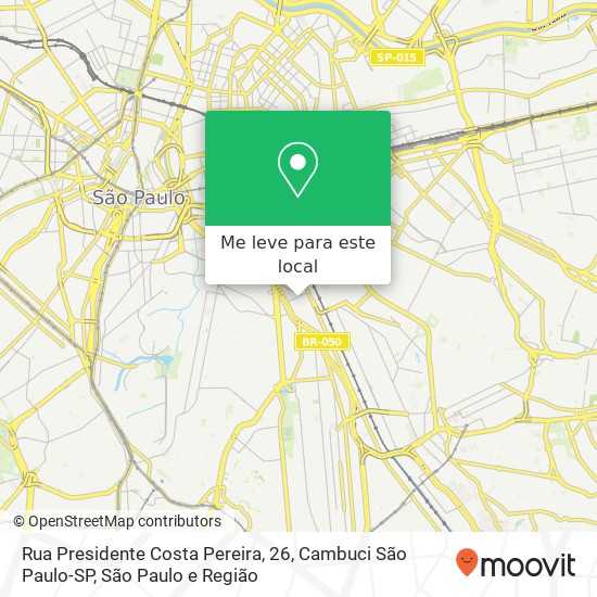 Rua Presidente Costa Pereira, 26, Cambuci São Paulo-SP mapa