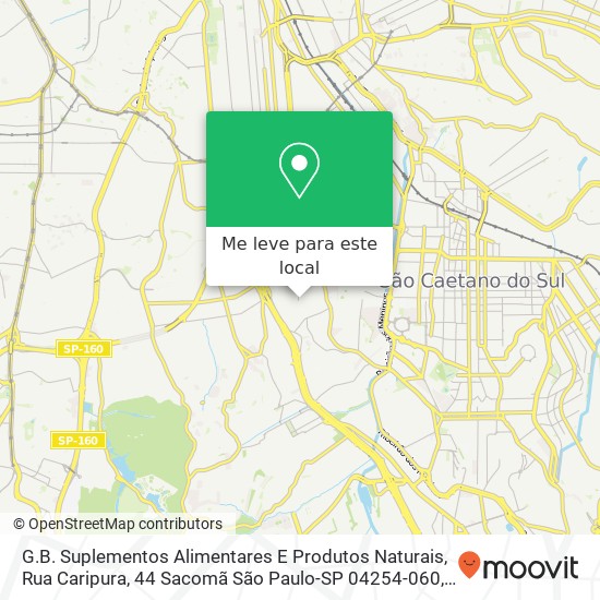 G.B. Suplementos Alimentares E Produtos Naturais, Rua Caripura, 44 Sacomã São Paulo-SP 04254-060 mapa