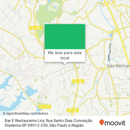Bar E Restaurante Lira, Rua Santo Dias Conceição Diadema-SP 09912-250 mapa