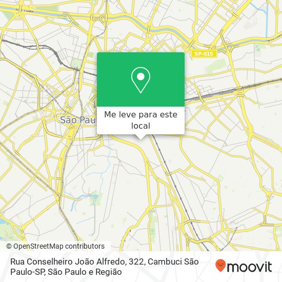 Rua Conselheiro João Alfredo, 322, Cambuci São Paulo-SP mapa