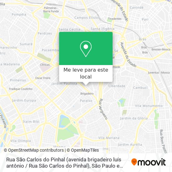 Rua São Carlos do Pinhal (avenida brigadeiro luís antônio / Rua São Carlos do Pinhal) mapa
