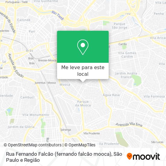Rua Fernando Falcão (fernando falcão mooca) mapa