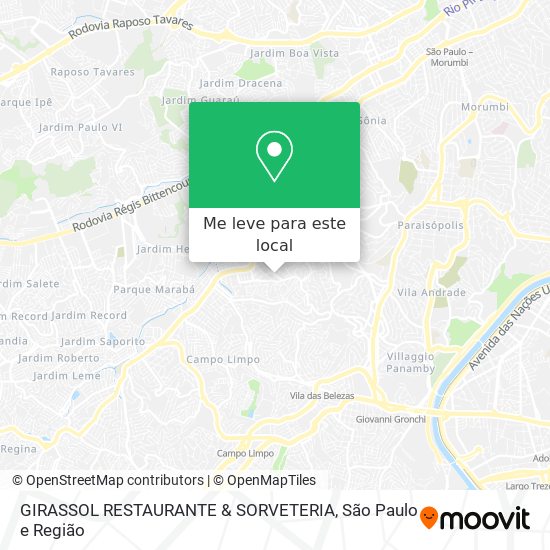 GIRASSOL RESTAURANTE & SORVETERIA mapa