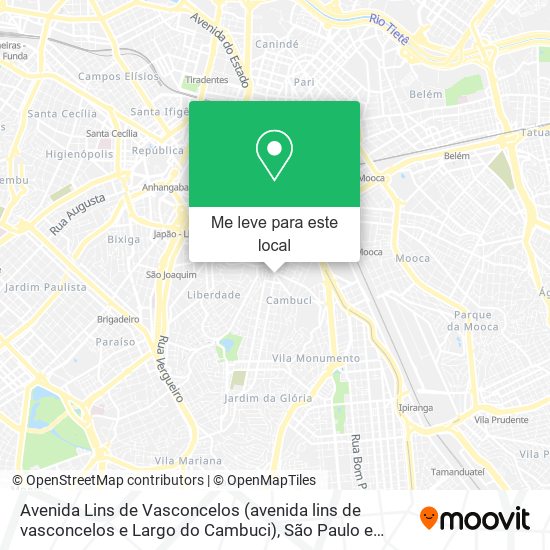 Avenida Lins de Vasconcelos (avenida lins de vasconcelos e Largo do Cambuci) mapa