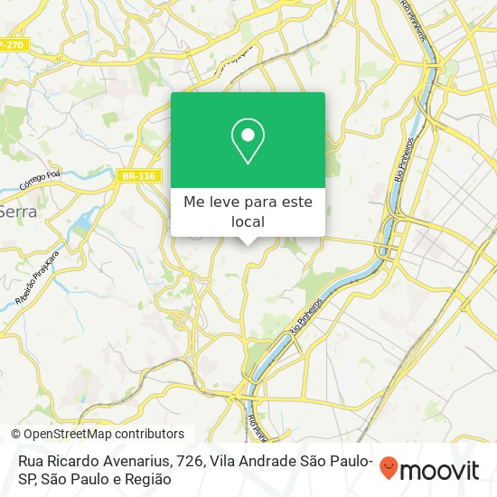 Rua Ricardo Avenarius, 726, Vila Andrade São Paulo-SP mapa