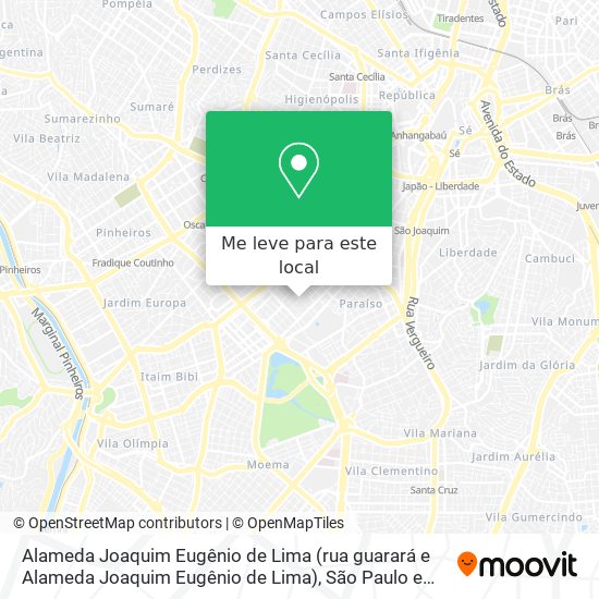 Alameda Joaquim Eugênio de Lima (rua guarará e Alameda Joaquim Eugênio de Lima) mapa