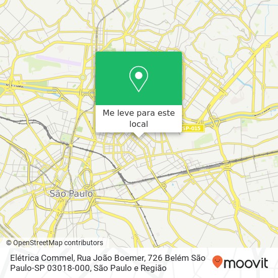 Elétrica Commel, Rua João Boemer, 726 Belém São Paulo-SP 03018-000 mapa