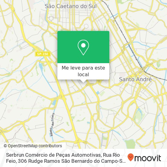 Serbrun Comércio de Peças Automotivas, Rua Rio Feio, 306 Rudge Ramos São Bernardo do Campo-SP 09631-030 mapa