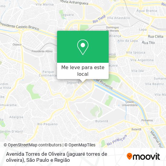 Avenida Torres de Oliveira (jaguaré torres de oliveira) mapa