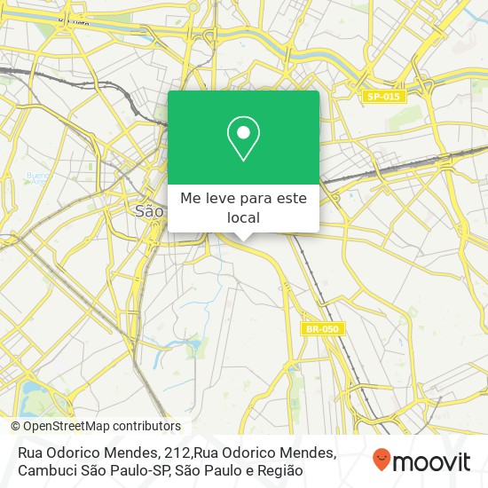 Rua Odorico Mendes, 212,Rua Odorico Mendes, Cambuci São Paulo-SP mapa