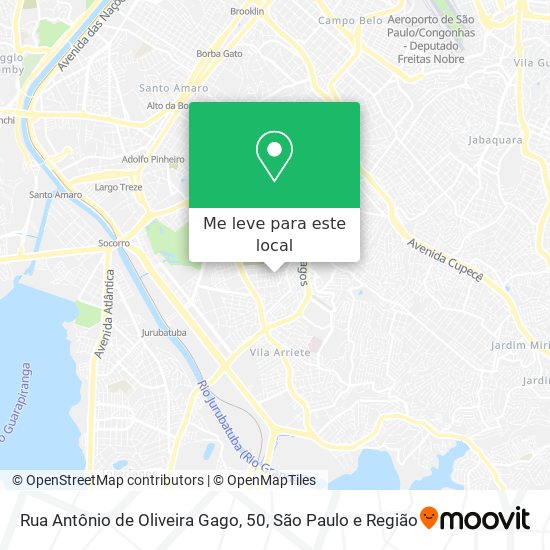 Rua Antônio de Oliveira Gago, 50 mapa