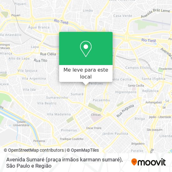 Avenida Sumaré (praça irmãos karmann sumaré) mapa