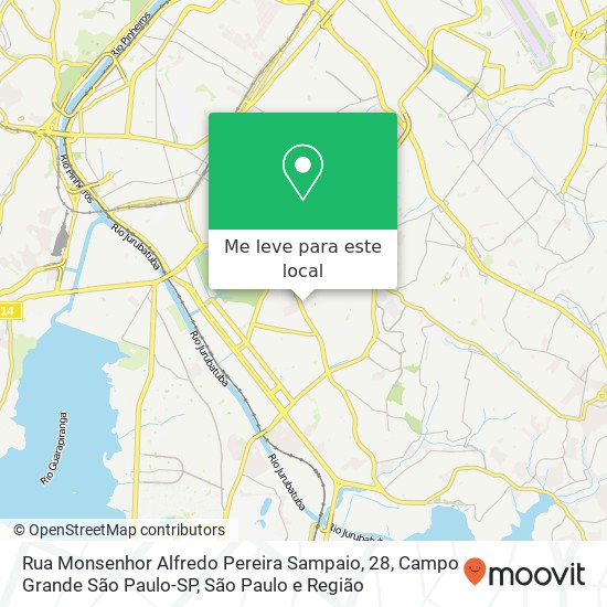 Rua Monsenhor Alfredo Pereira Sampaio, 28, Campo Grande São Paulo-SP mapa