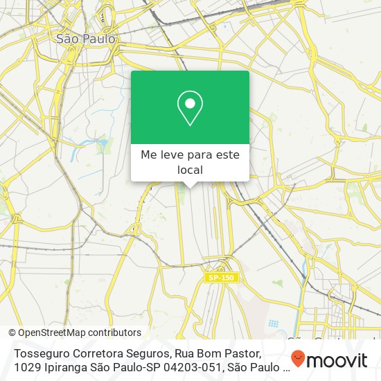 Tosseguro Corretora Seguros, Rua Bom Pastor, 1029 Ipiranga São Paulo-SP 04203-051 mapa