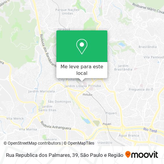 Rua Republica dos Palmares, 39 mapa
