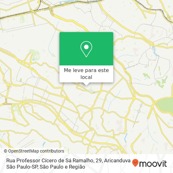 Rua Professor Cícero de Sá Ramalho, 29, Aricanduva São Paulo-SP mapa
