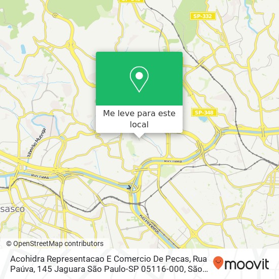 Acohidra Representacao E Comercio De Pecas, Rua Paúva, 145 Jaguara São Paulo-SP 05116-000 mapa