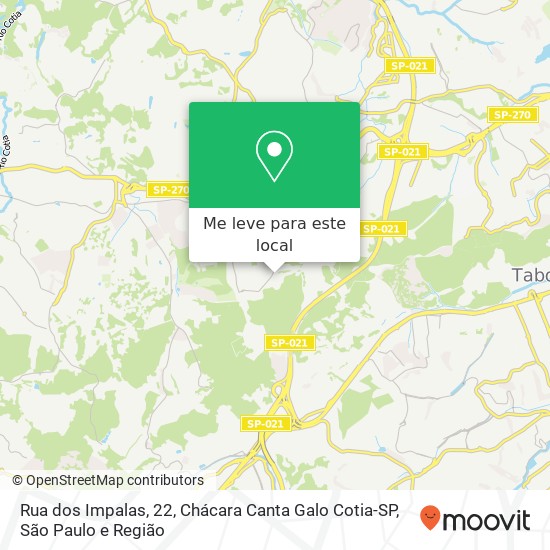 Rua dos Impalas, 22, Chácara Canta Galo Cotia-SP mapa