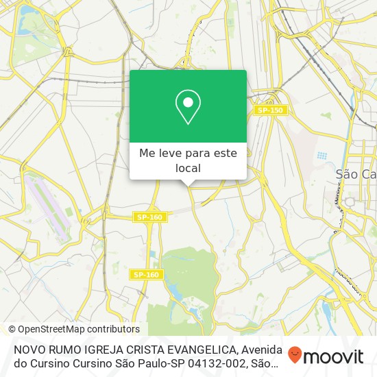 NOVO RUMO IGREJA CRISTA EVANGELICA, Avenida do Cursino Cursino São Paulo-SP 04132-002 mapa