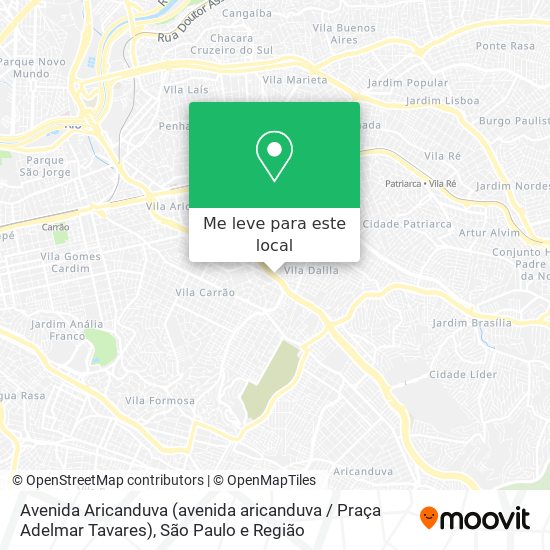 Avenida Aricanduva (avenida aricanduva / Praça Adelmar Tavares) mapa