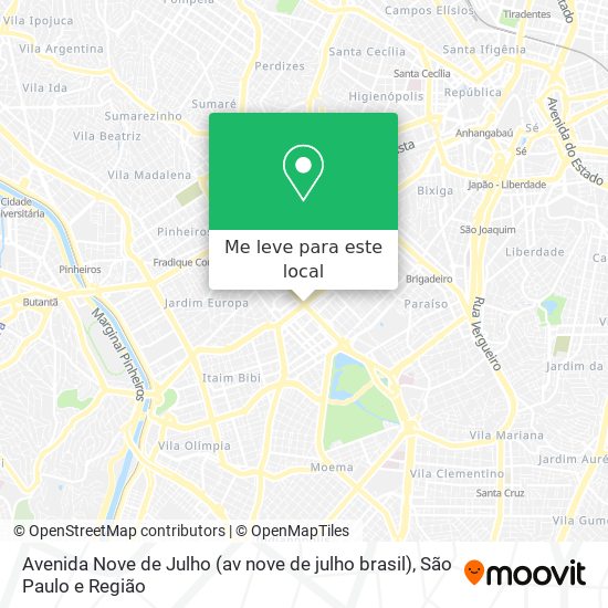 Avenida Nove de Julho (av nove de julho brasil) mapa