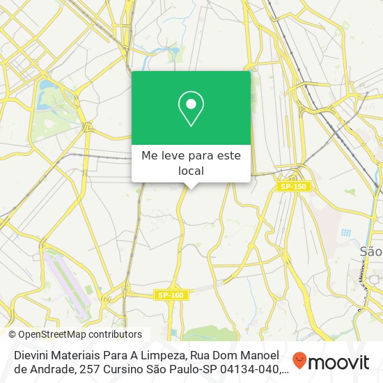 Dievini Materiais Para A Limpeza, Rua Dom Manoel de Andrade, 257 Cursino São Paulo-SP 04134-040 mapa