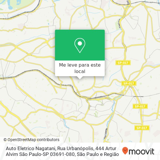 Auto Eletrico Nagatani, Rua Urbanópolis, 444 Artur Alvim São Paulo-SP 03691-080 mapa
