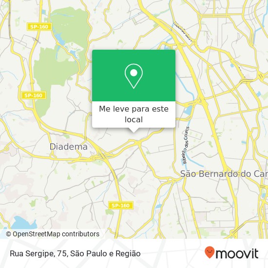 Rua Sergipe, 75, Canhema Diadema-SP mapa