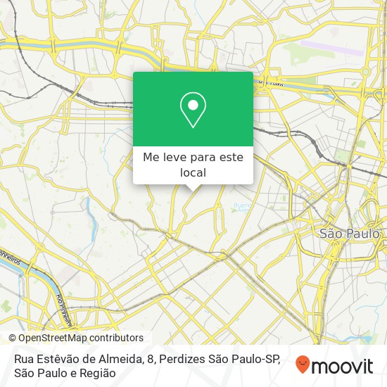 Rua Estêvão de Almeida, 8, Perdizes São Paulo-SP mapa