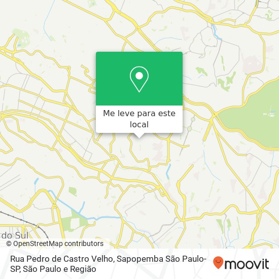 Rua Pedro de Castro Velho, Sapopemba São Paulo-SP mapa